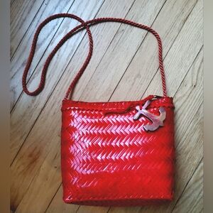 ships ahoy! • red woven handbag by vanessa • nautical themed bag